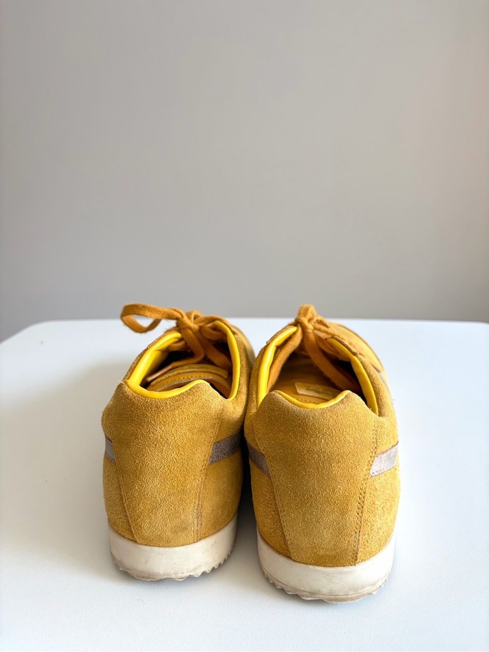 Gola Harrier Mirror Mustard Suede Metallic Retro Streetwear 10 - Picture 5 of 8